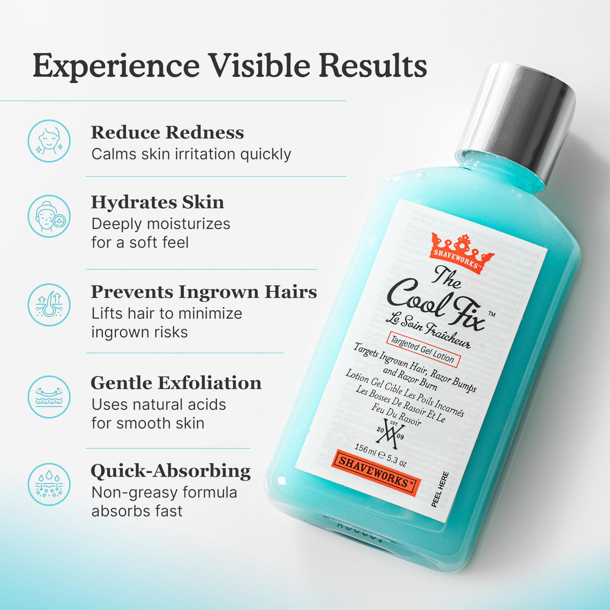 Shaveworks Cool Fix ingredient label closeup highlighting exfoliants