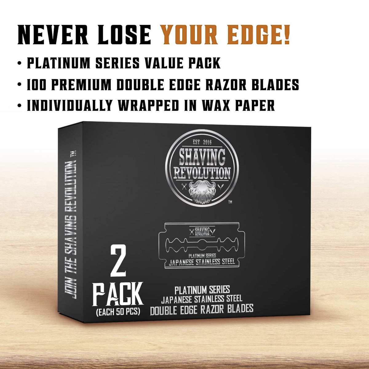SHAVING REVOLUTION individually wrapped blade for safer handling and storage