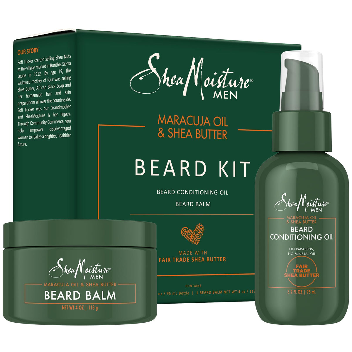 Shea Moisture front packaging showing the two-piece beard set and gifting appeal