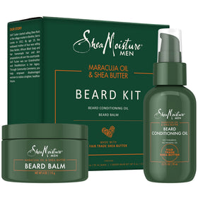 Shea Moisture front packaging showing the two-piece beard set and gifting appeal