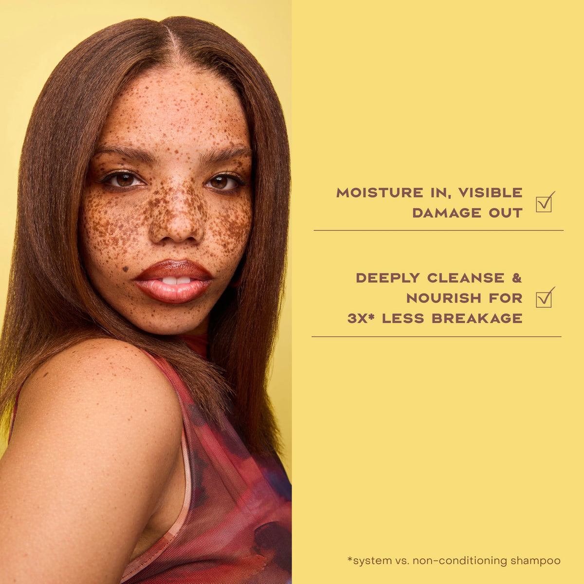 Shea Moisture before and after texture comparison showing reduced breakage
