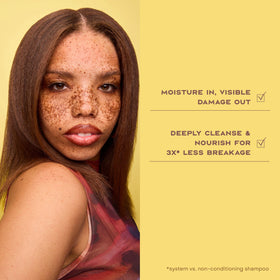 Shea Moisture before and after texture comparison showing reduced breakage