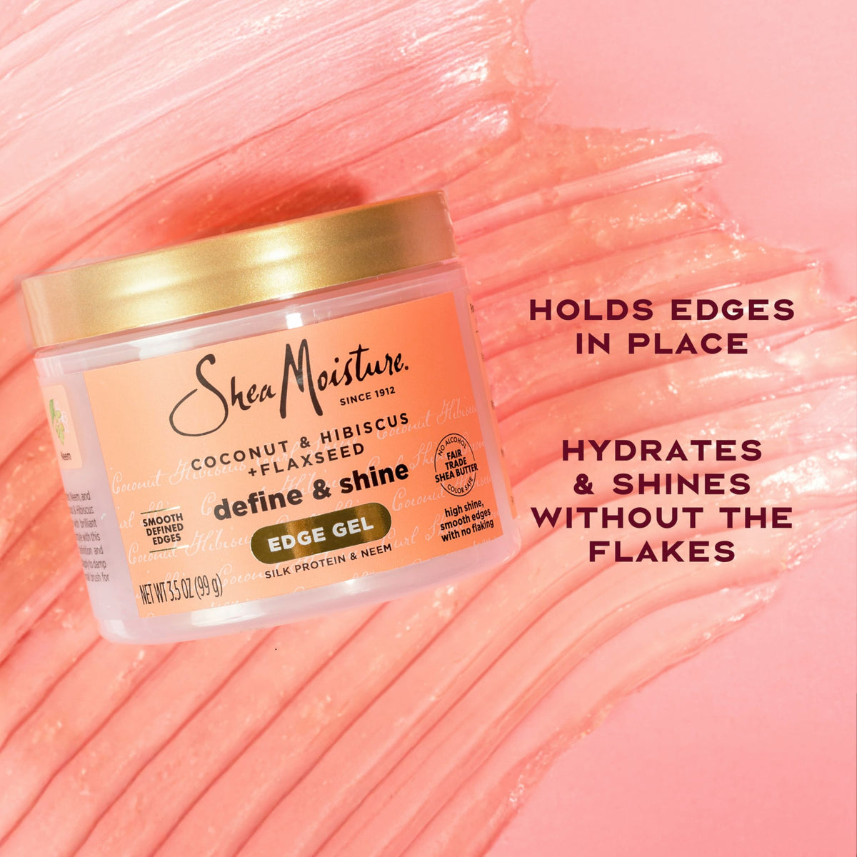 Shea Moisture close-up on styled edges showing defined baby hairs and glossy finish