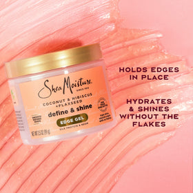 Shea Moisture close-up on styled edges showing defined baby hairs and glossy finish