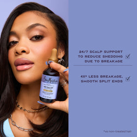 Shea Moisture closeup label highlighting biotin and multi-peptide benefits