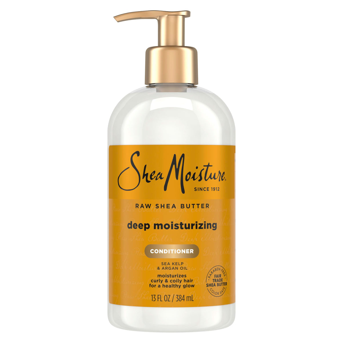 Shea Moisture front packaging showing 13 oz bottle and benefits