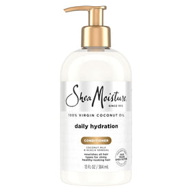 Shea Moisture front packaging showing 13 oz bottle and benefits