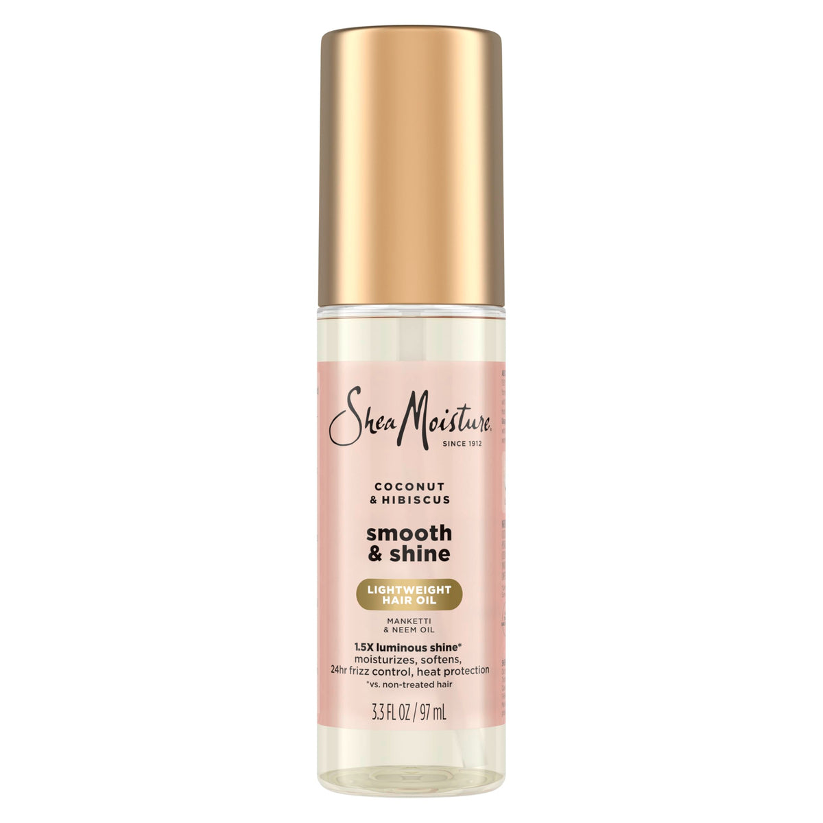 Shea Moisture front packaging showing bottle and branding for instant recognition and trust