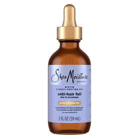 Shea Moisture front packaging showing 2 oz scalp and hair oil benefit