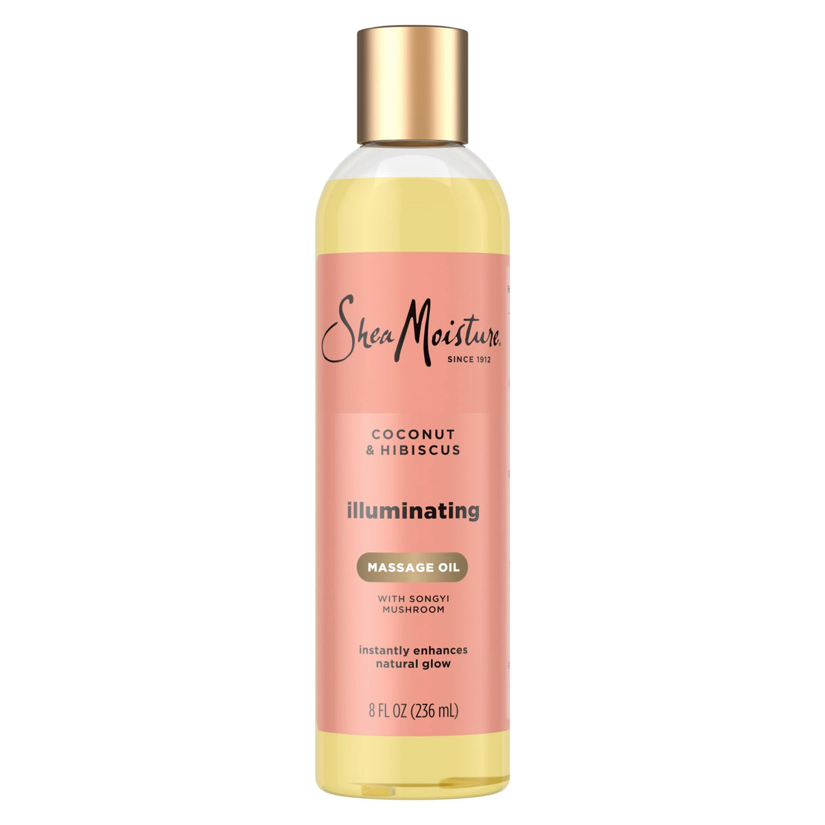Shea Moisture front packaging showing 8 oz bottle and branding benefits
