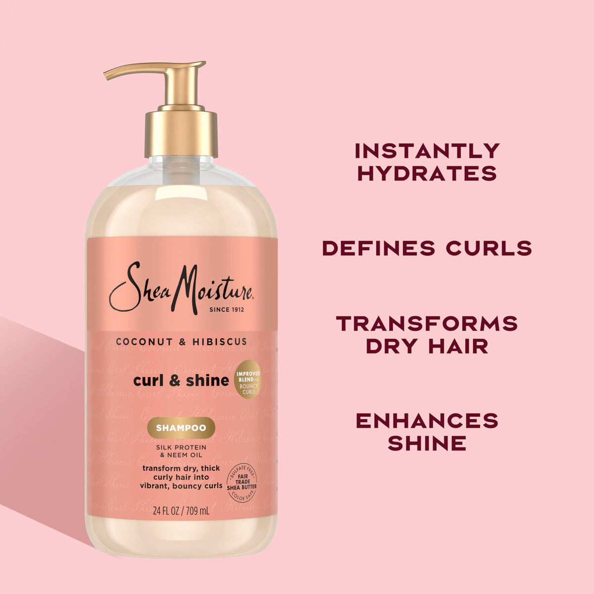 Shea Moisture ingredients display with coconut and neem for repair
