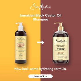 Shea Moisture close-up of Jamaican black castor oil and shea butter benefits