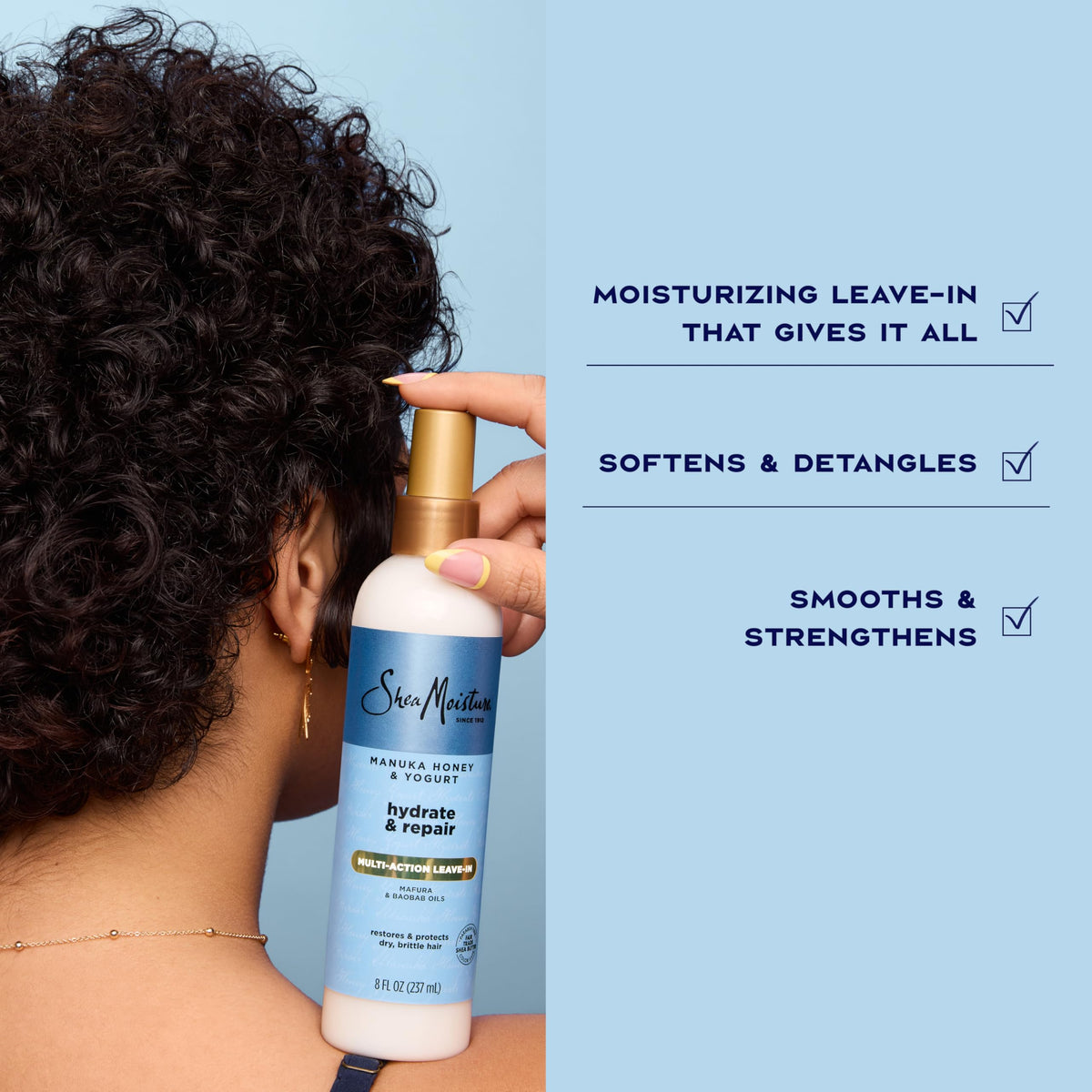 Shea Moisture Manuka honey and yogurt ingredient visual for nourishment