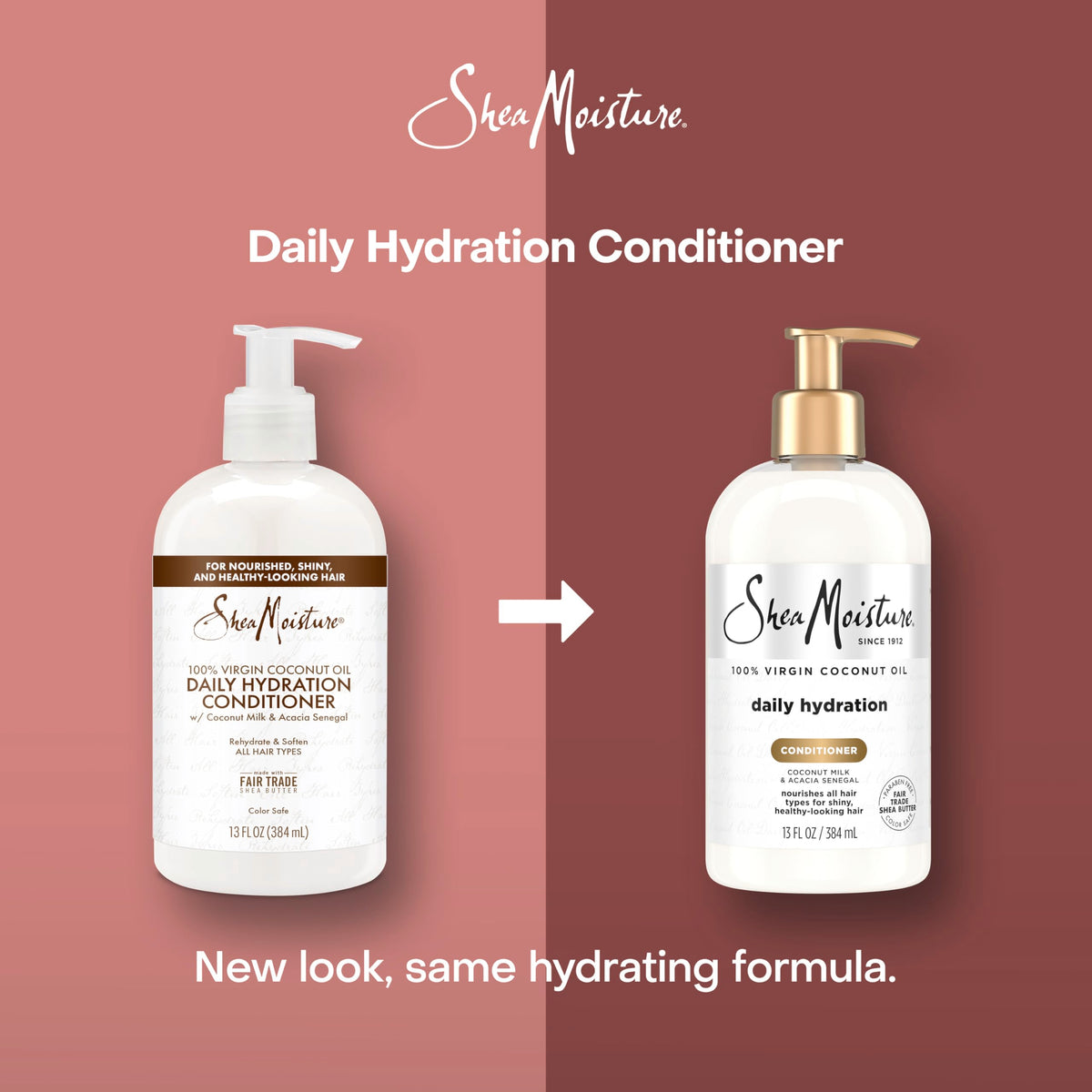 Shea Moisture label close-up listing virgin coconut oil and no sulfates