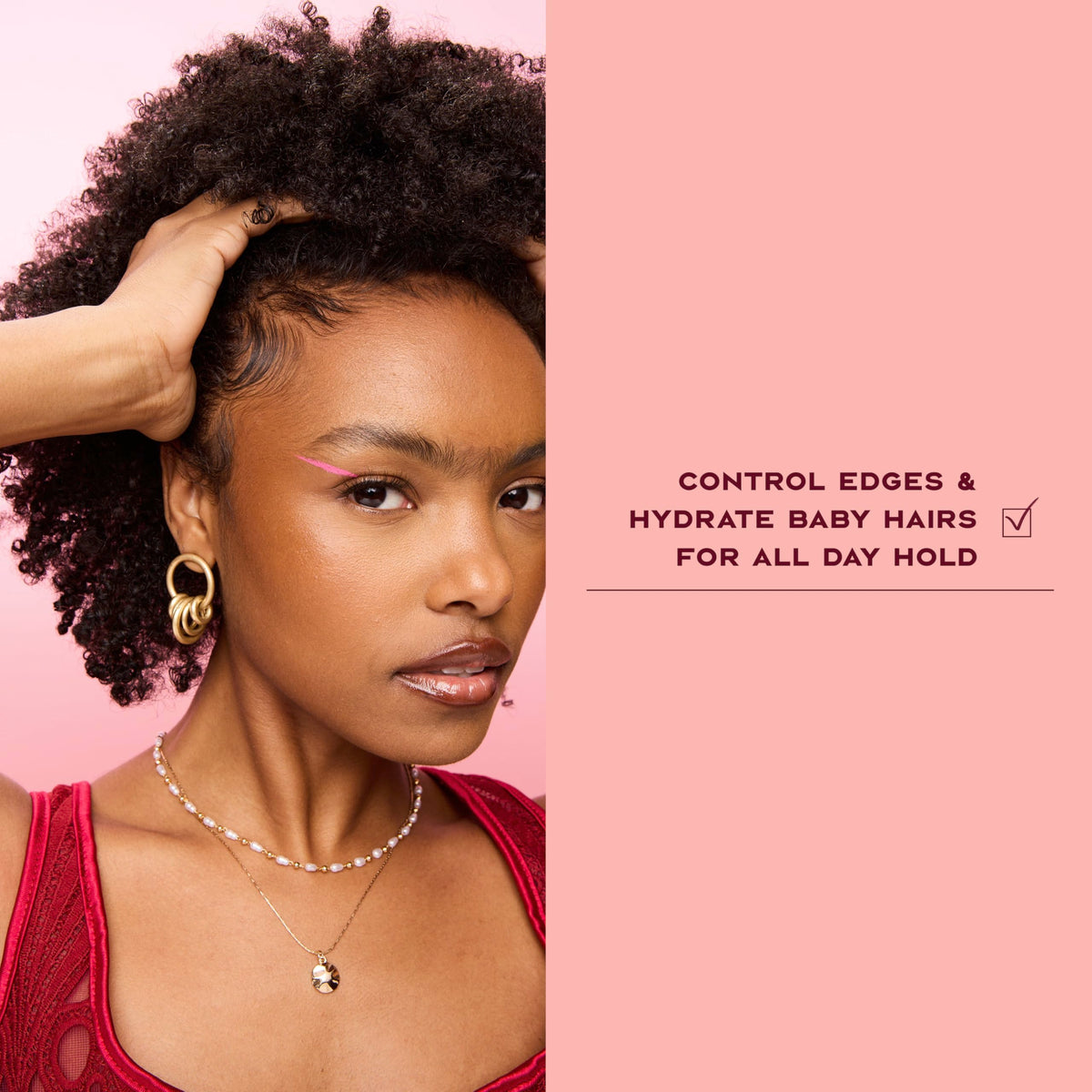 Shea Moisture on bathroom counter with tropical props conveying fragrant, daily use enjoyment