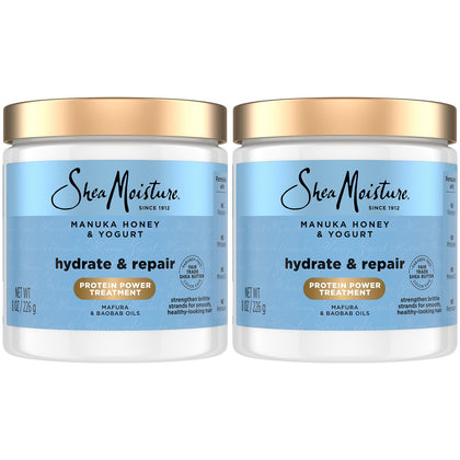 Shea Moisture front packaging showing two 8 oz jars and product benefits