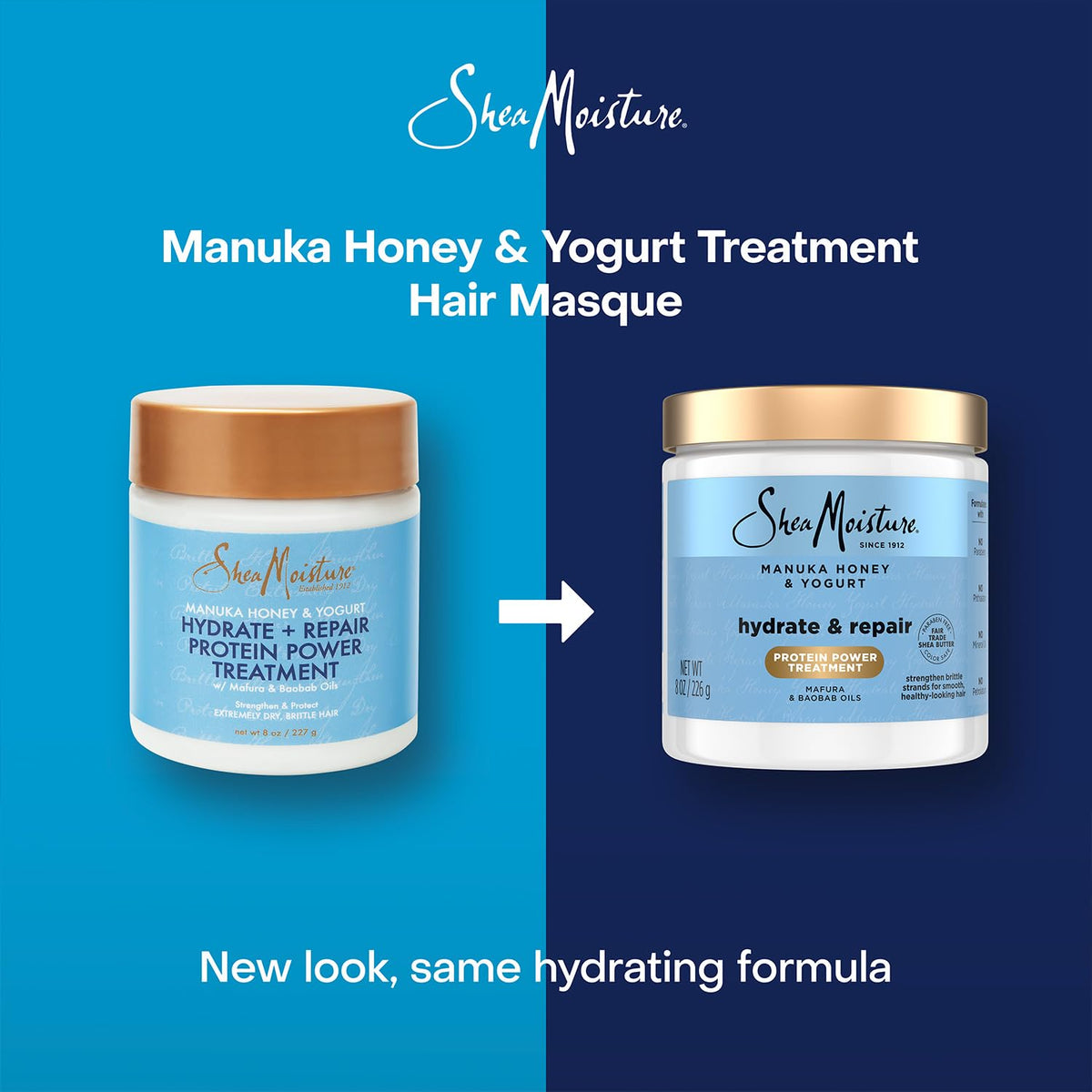 Shea Moisture mafura and baobab oils with honey illustrating natural ingredients