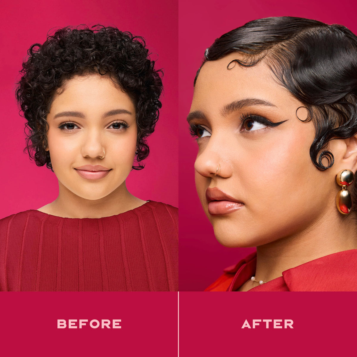 Shea Moisture mousse used on hair wrapped on rollers for defined sets