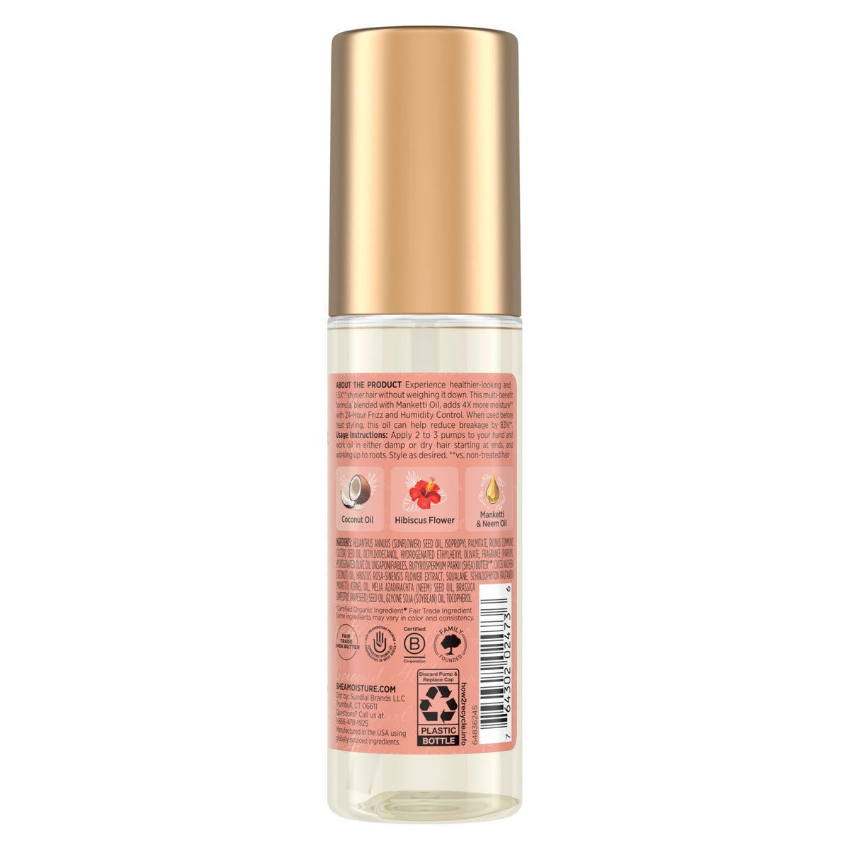 Shea Moisture oil pouring texture close-up illustrating lightweight slip and glossy finish