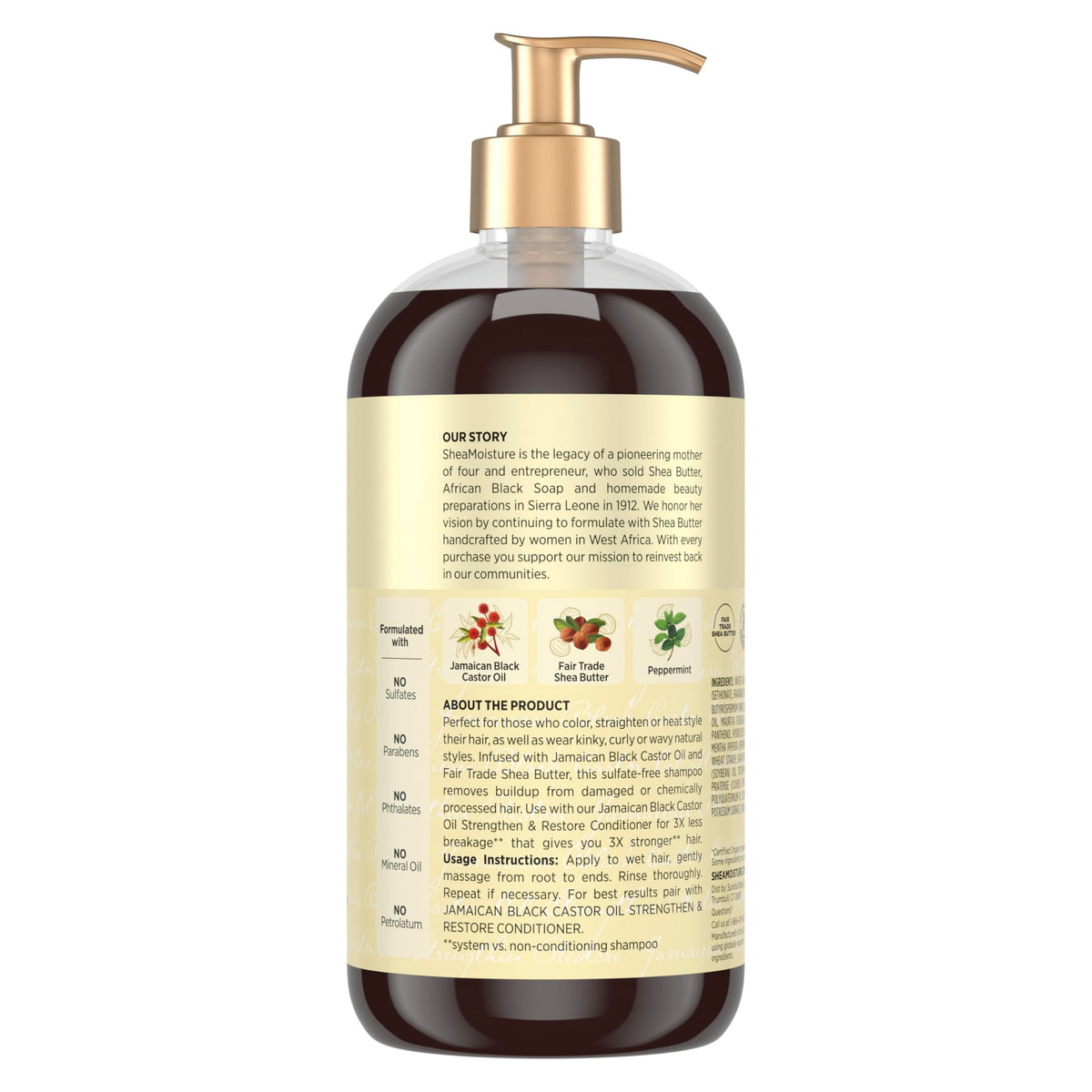Shea Moisture creamy lather pouring from bottle for gentle cleansing
