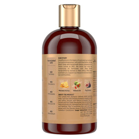 Close-up of Shea Moisture pump and ingredient label for ingredient clarity