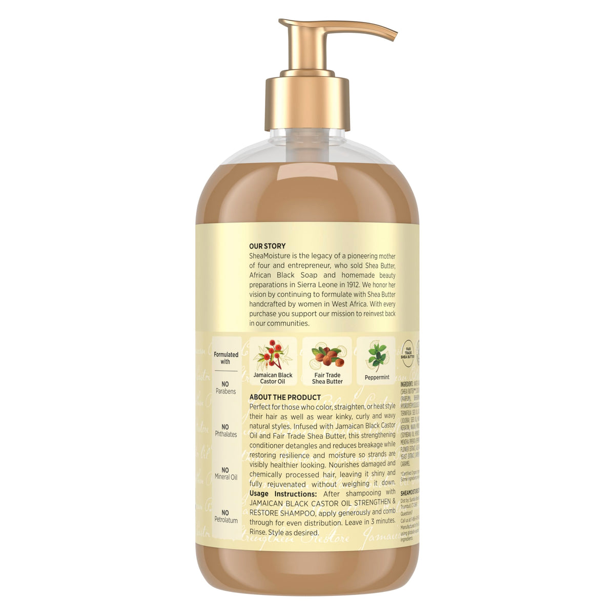 Shea Moisture dispensing creamy conditioner texture that detangles and moisturizes hair