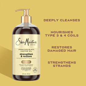 Shea Moisture shampoo being massaged into scalp to invigorate and clarify