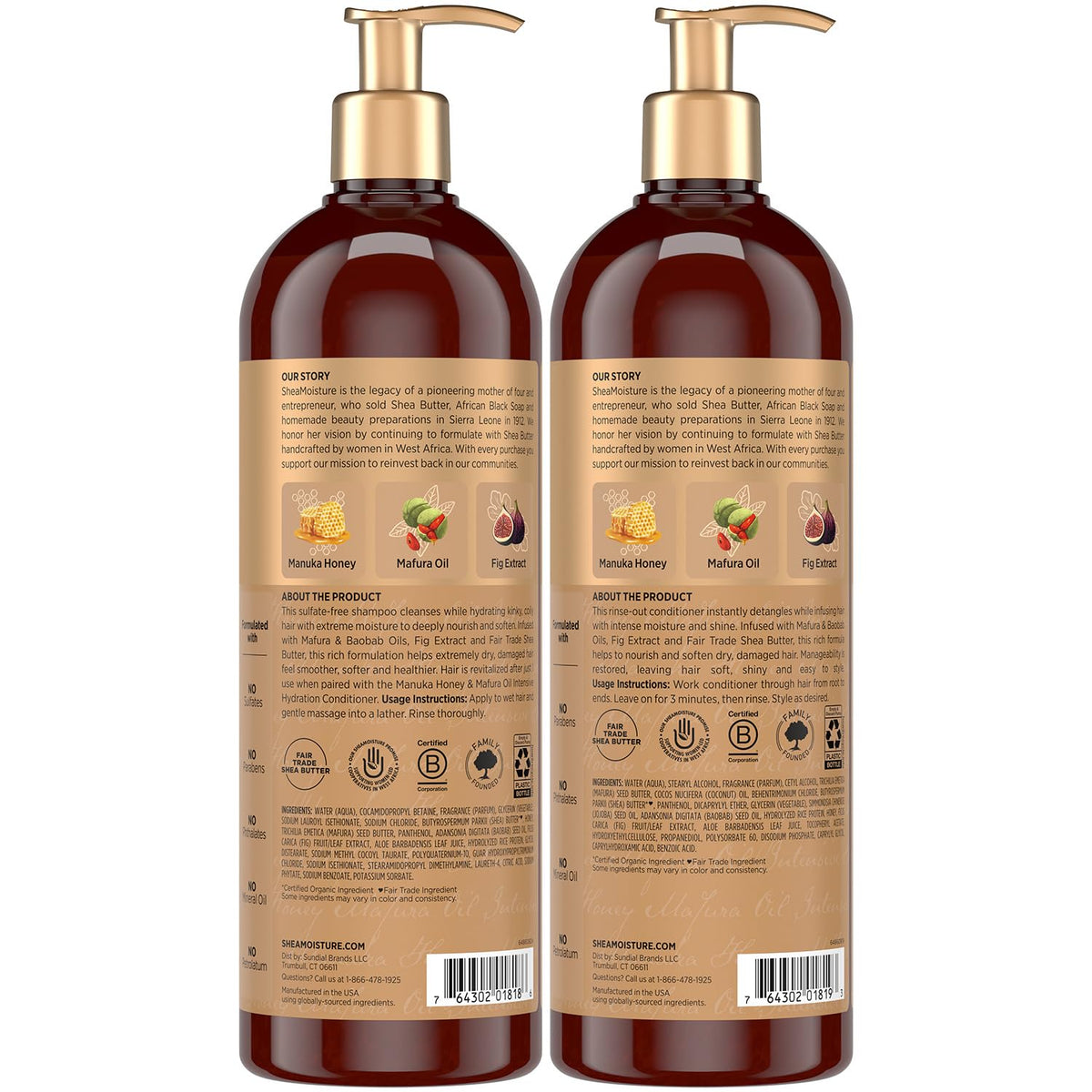 Shea Moisture shampoo pump close-up highlighting easy dispensing and control