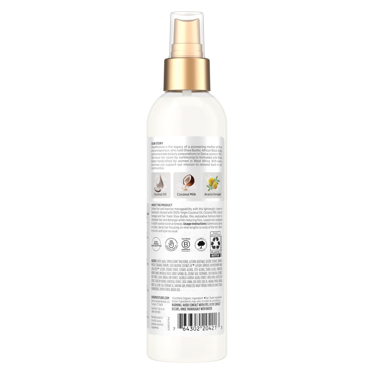 Shea Moisture spray nozzle dispensing fine mist for even application