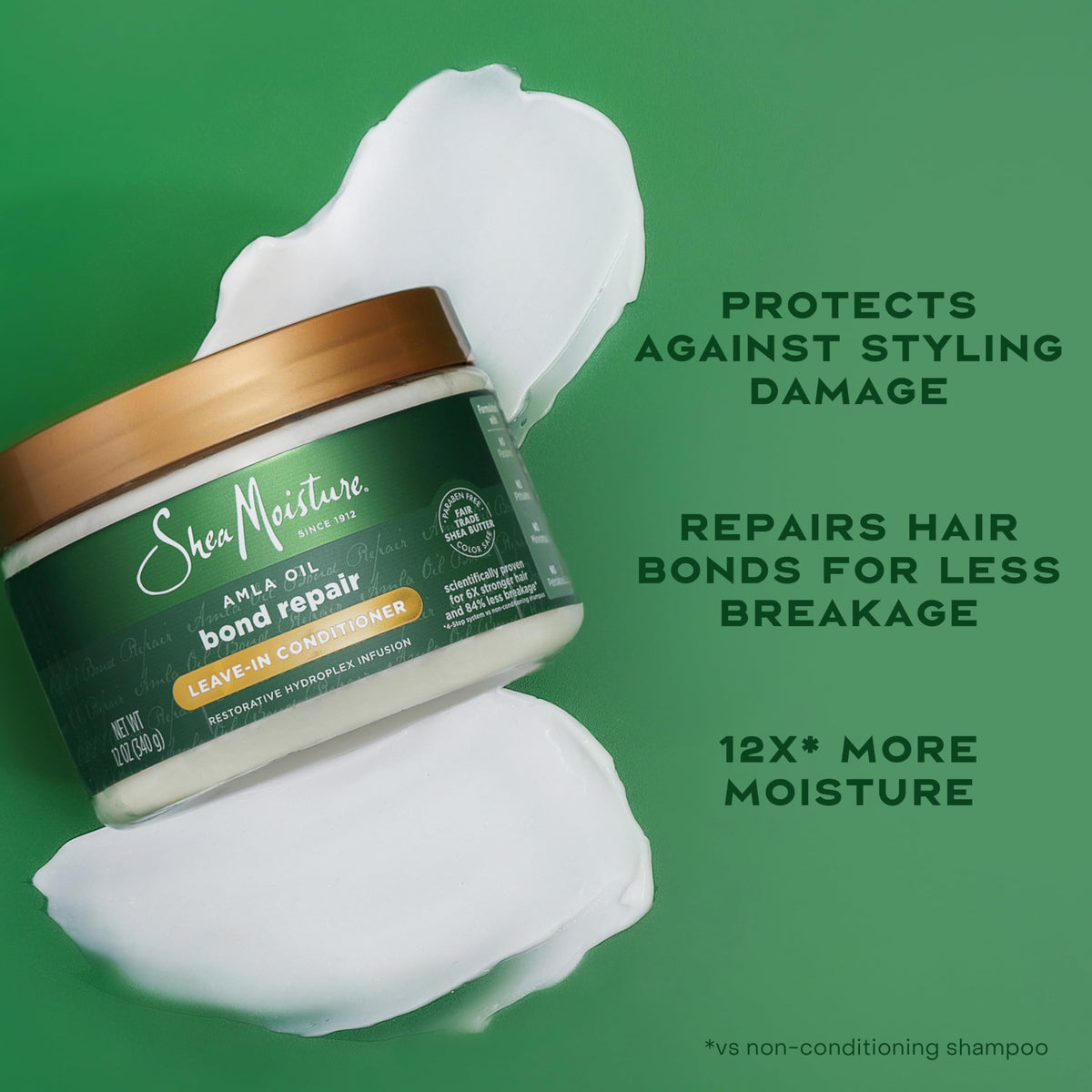Shea Moisture being used before heat styling showing protection and preparation benefit