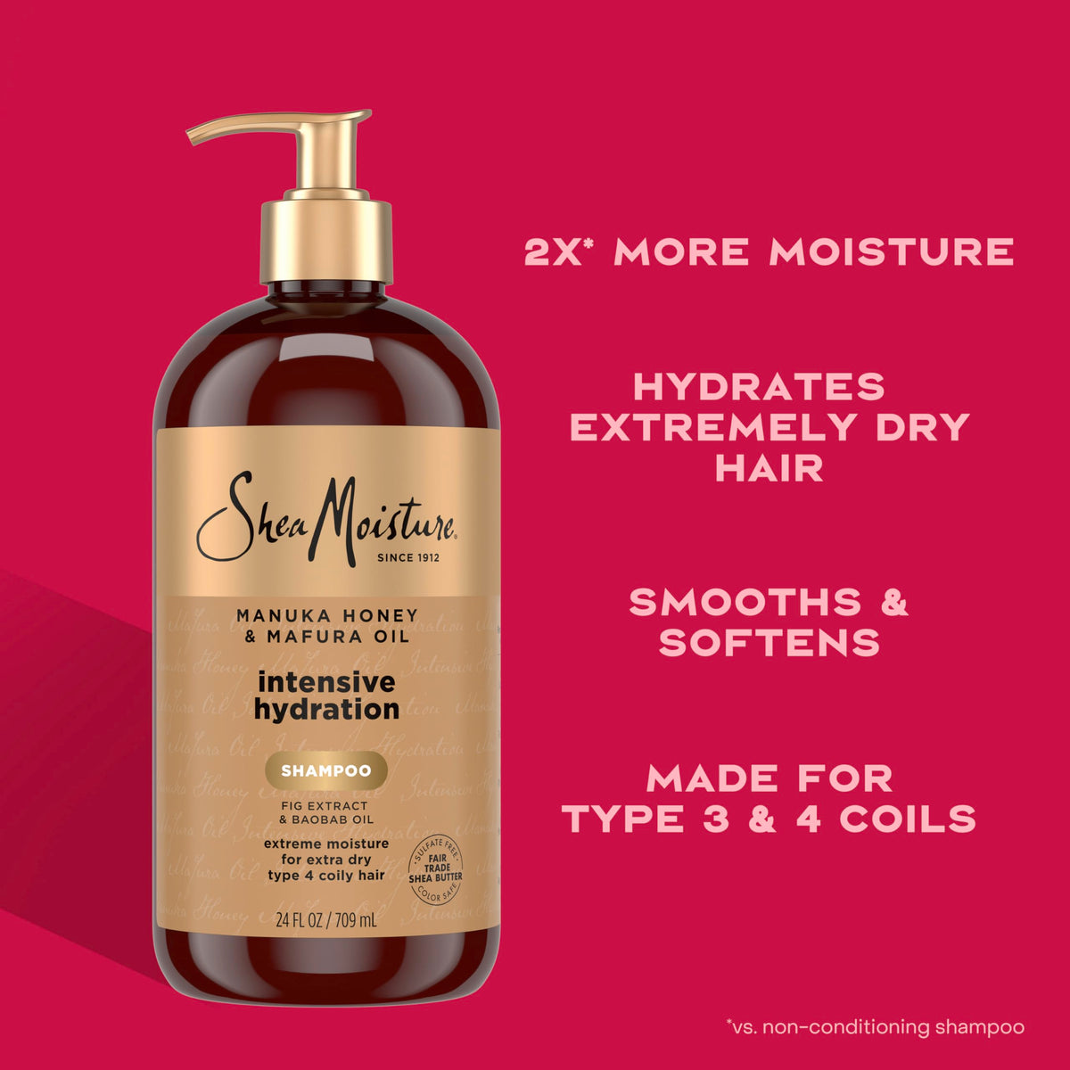 Shea Moisture close-up on wet coily hair texture improving softness