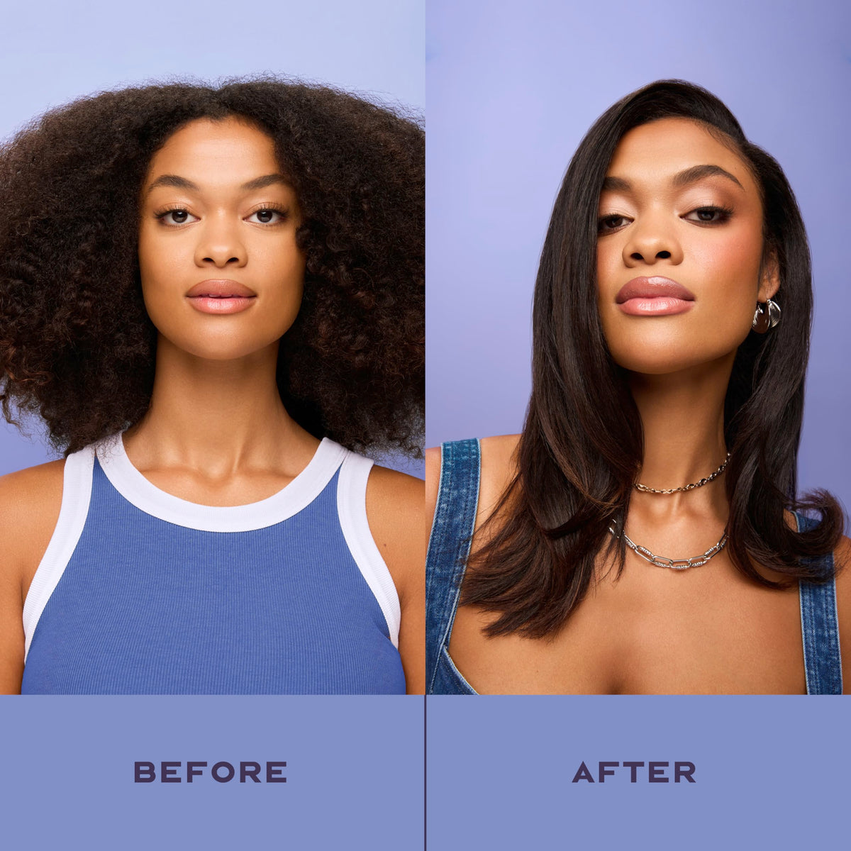 Shea Moisture before and after smoothing split ends for visible repair
