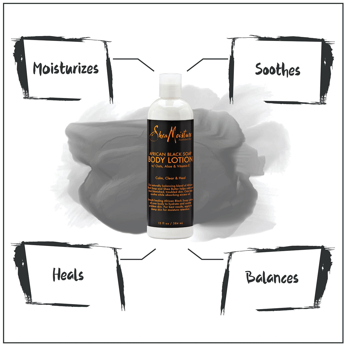 SheaMoisture 13 oz bottle held in hand showing real size