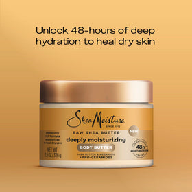 SheaMoisture applied to elbow demonstrating targeted dry-skin relief