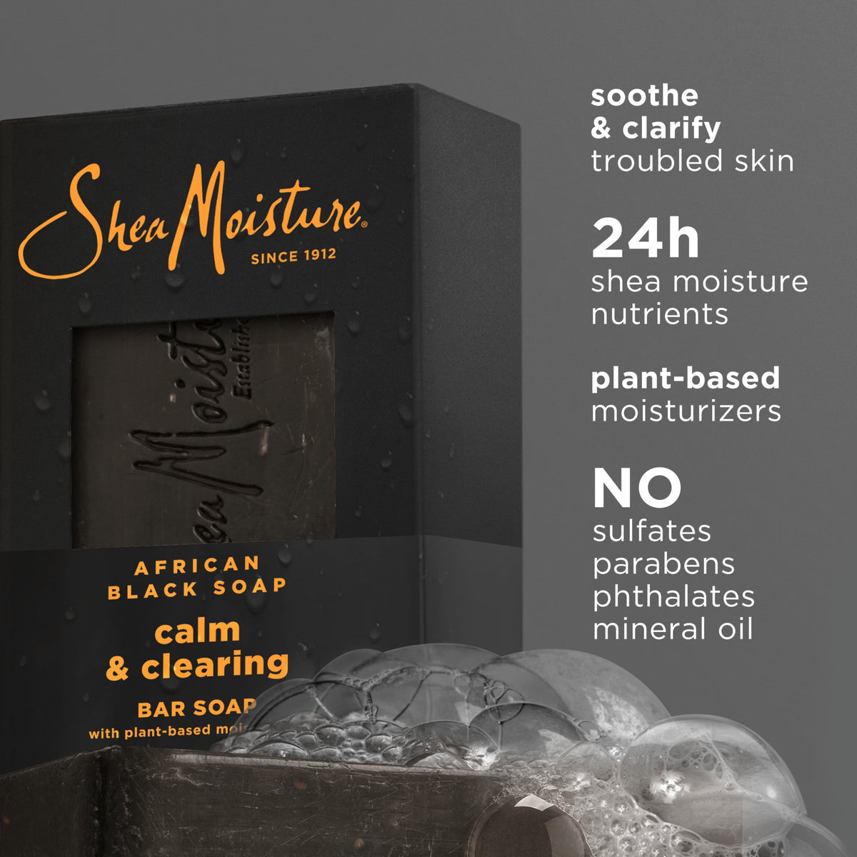 SheaMoisture bar lather in hand demonstrating gentle cleansing and soothing action