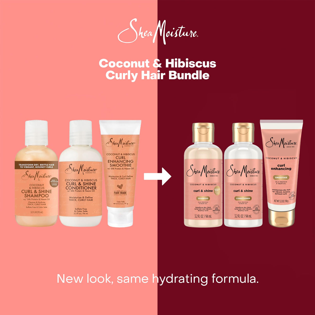 SheaMoisture before and after curls comparison showing improved definition and reduced frizz
