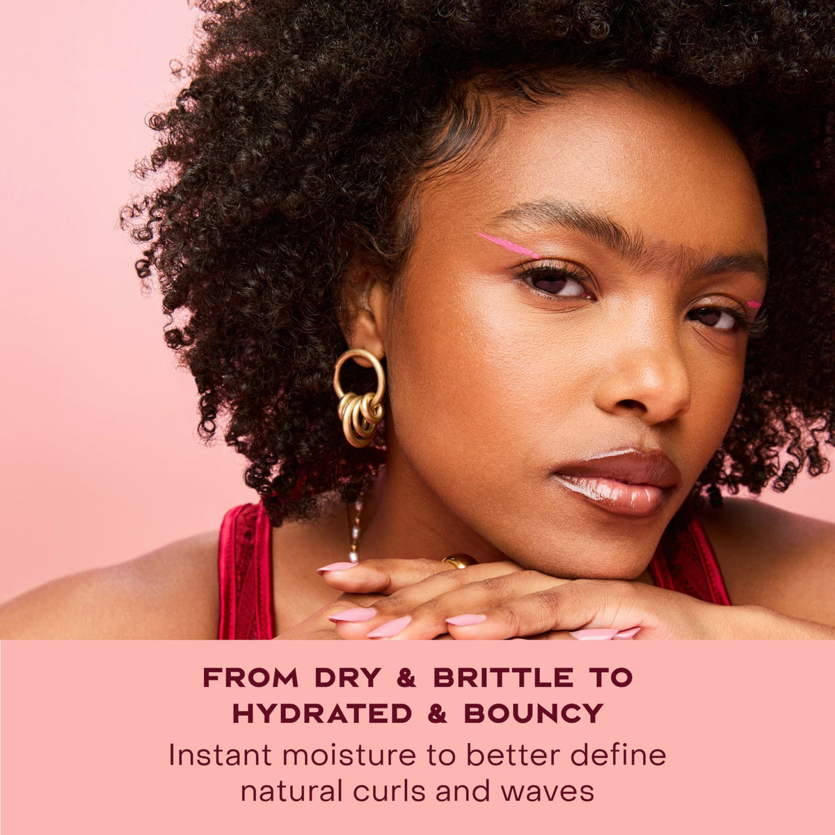 SheaMoisture before and after curly hair comparison showing improved definition