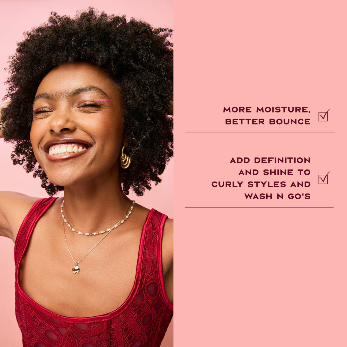 SheaMoisture before and after curly hair comparison showing reduced frizz and definition
