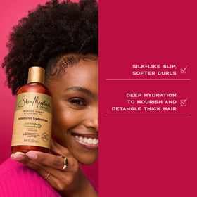 SheaMoisture before and after hair comparison showing improved softness and manageability