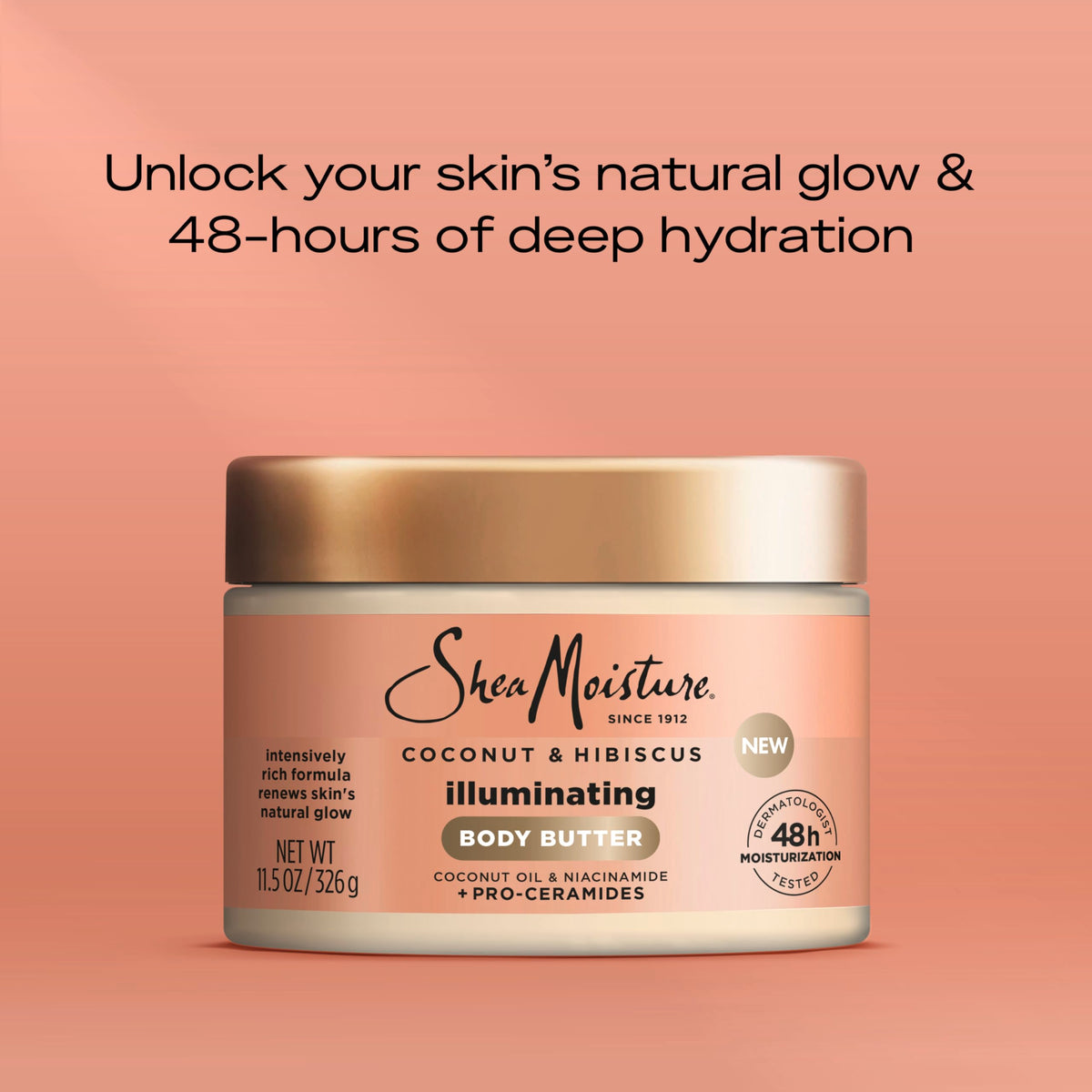 SheaMoisture applied to hand illustrating quick absorption and 48h hydration