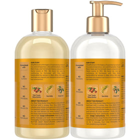 SheaMoisture bottle label closeup highlighting raw shea butter ingredients