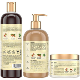 Shea Moisture three bottles lined up showing sizes and labels
