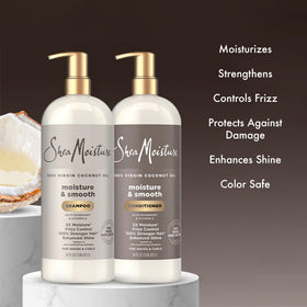 SheaMoisture bottles beside towel conveying the large family-size benefit