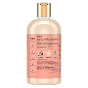 SheaMoisture creamy lather texture demonstrating gentle moisturization
