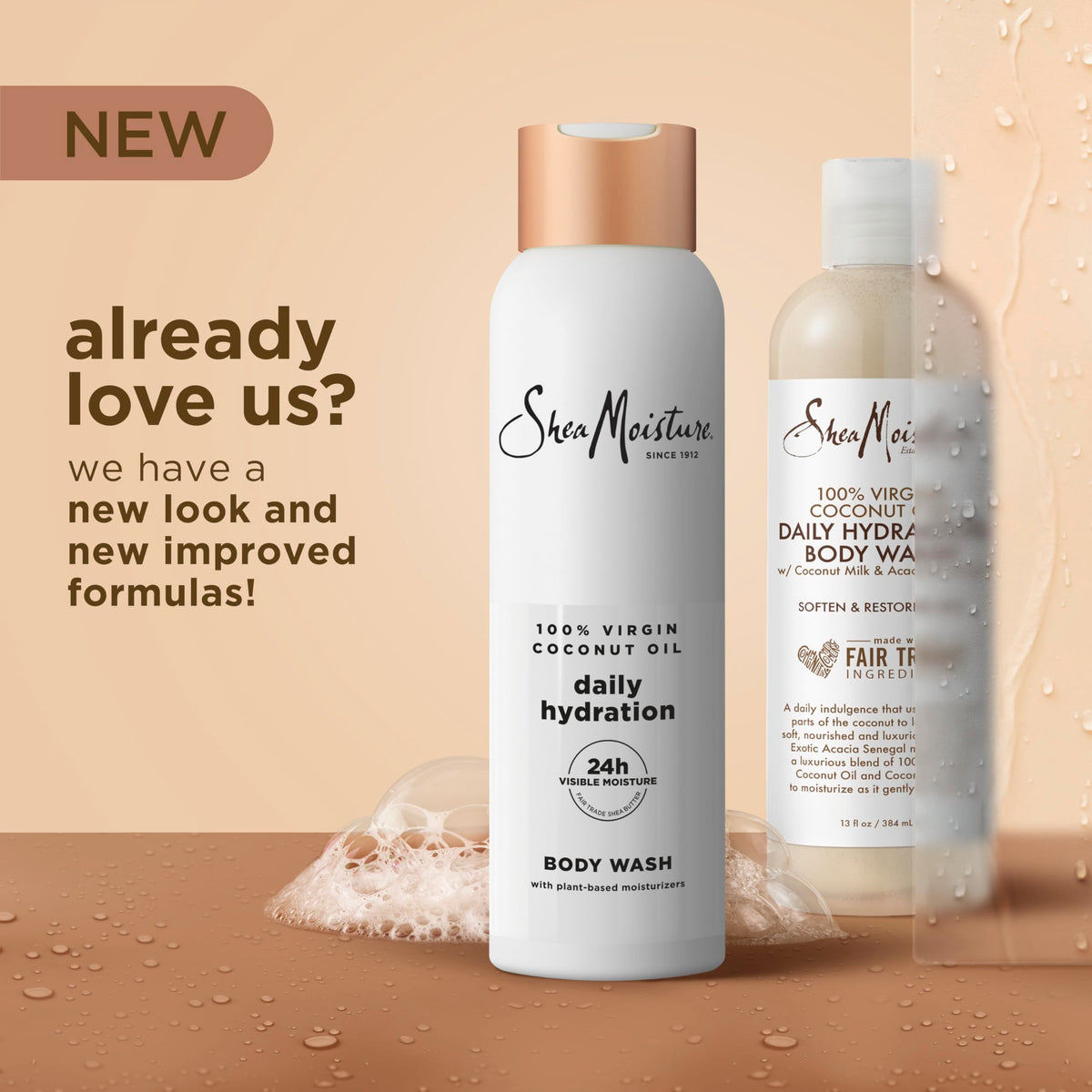 SheaMoisture bottle dispensing creamy lather for gentle cleansing