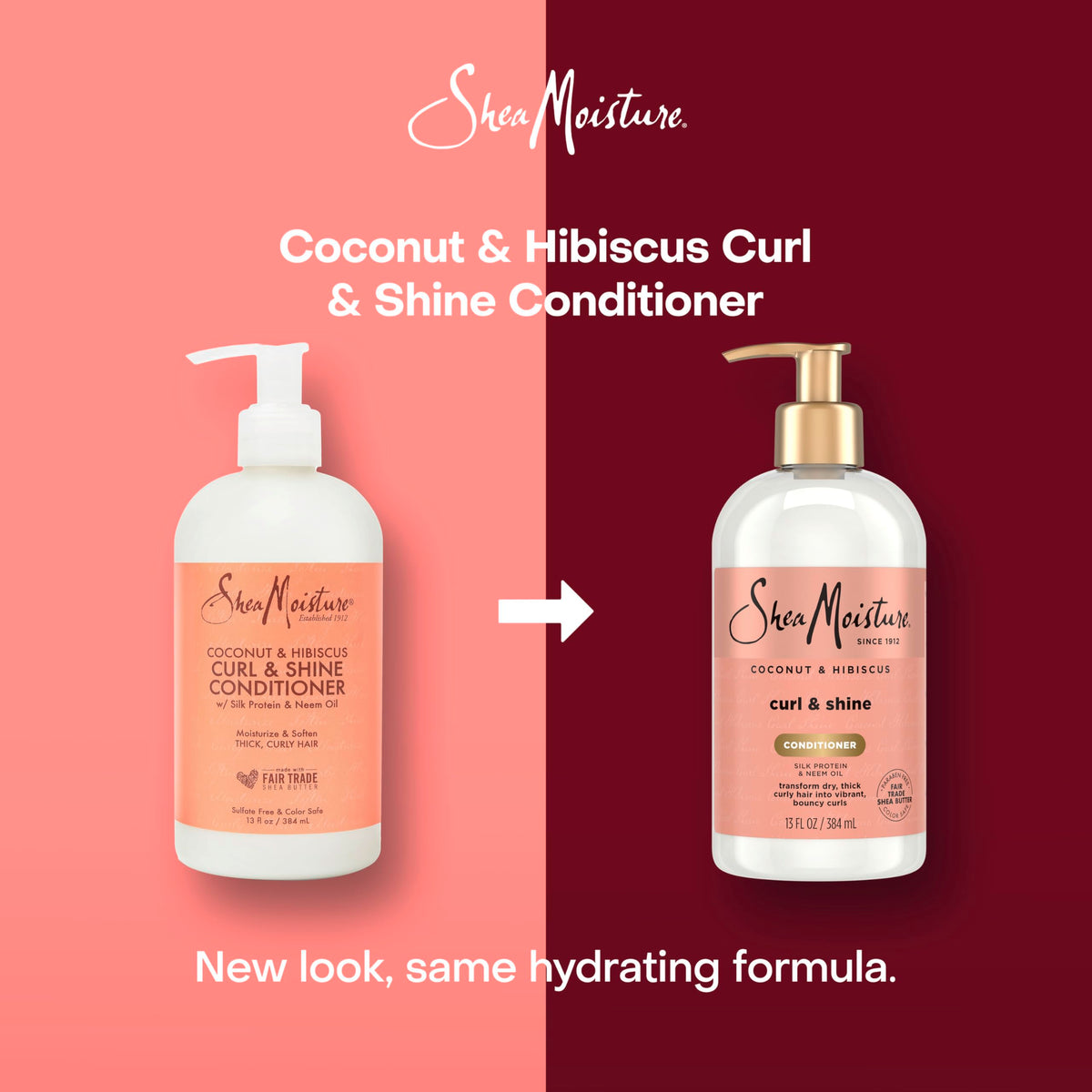 SheaMoisture coconut and hibiscus ingredient close-up showing natural botanicals
