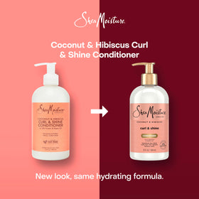 SheaMoisture coconut and hibiscus ingredient close-up showing natural botanicals