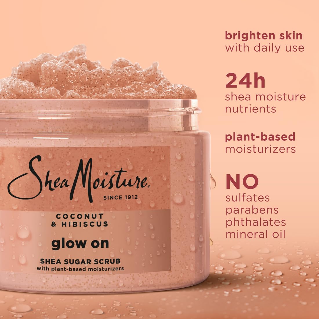 SheaMoisture scrub texture close-up highlighting natural exfoliant and creamy base