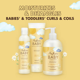 SheaMoisture applied to wet curly baby hair demonstrating detangling help