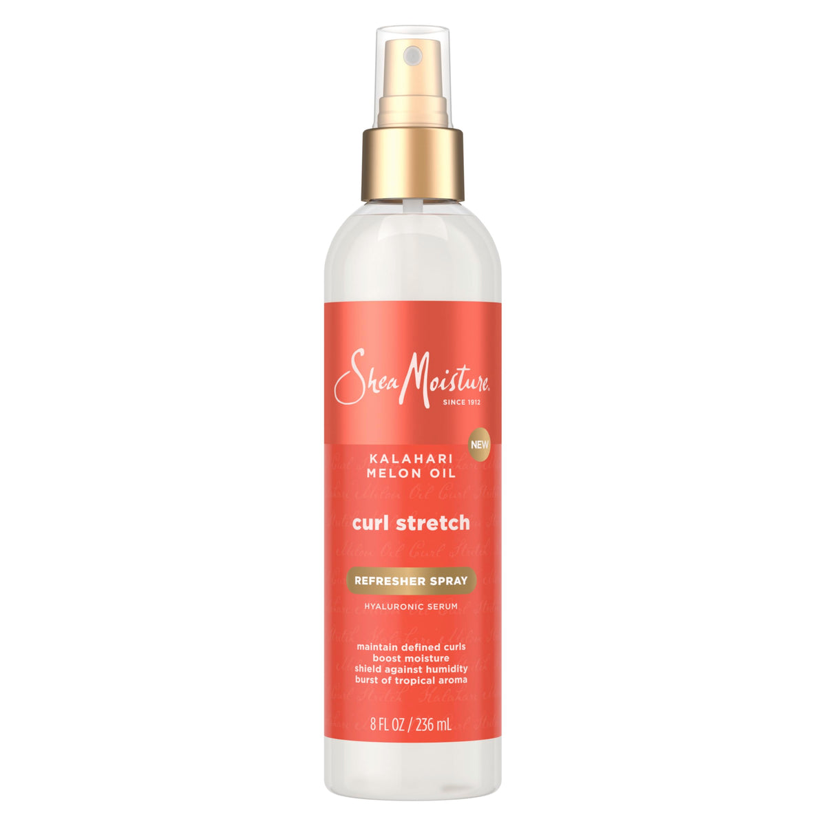 SheaMoisture front packaging shows bottle and benefits for hydration